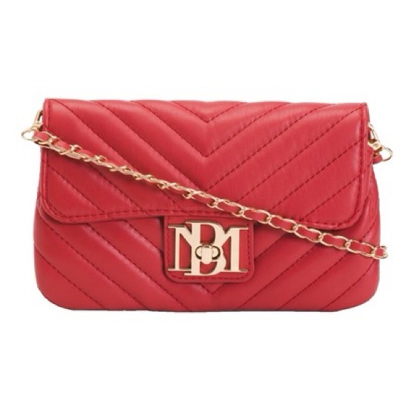 Badgley Mischka Handbags - BADGLEY MISCHKA Red Simple Phone Crossbody w/ Letter Lock In Front Quilted NWT